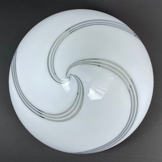 Image 1 of XL Vintage 1970s-80s Murano blown glass swirled ceiling lamp. Three-light, 45 cm diameter.