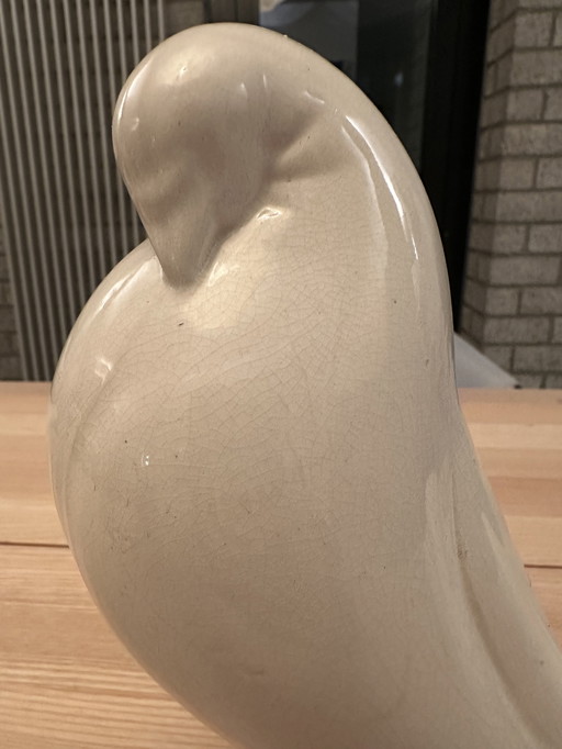 Art Deco craquele beeld duif Jacques Adnet