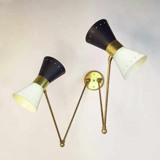 Diabolo Gelenk-Doppelwandleuchte, Design aus den 1950er Jahren – Wandleuchten, Brass, Metal (photo 6 of 15)