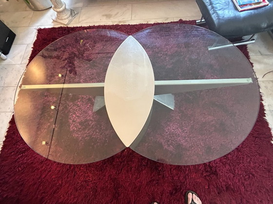 Beautiful "Lunario" Coffee Table Made of Stainless Steel and Glass – Knoll, Dining tables, rvs (photo 5 of 5)