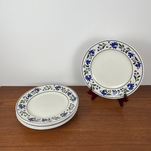 6-teiliges Speiseteller-Set von Churchill England, Blumenmuster, 1970