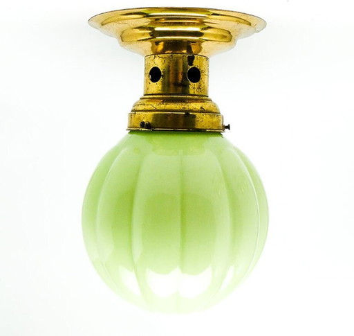 Art Deco Brass and Glass Ceiling Lamp, Germany, 1930s – plafondlampen