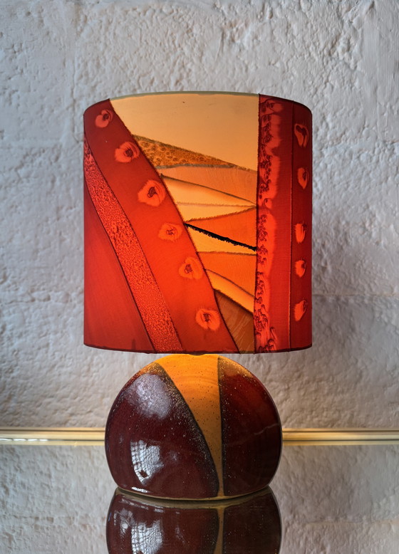 Image 1 of Handgemaakte lamp van keramiek en zijde uit de jaren 90