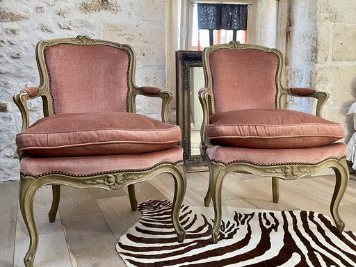 Coppia di poltrone cabriolet Luigi XV
