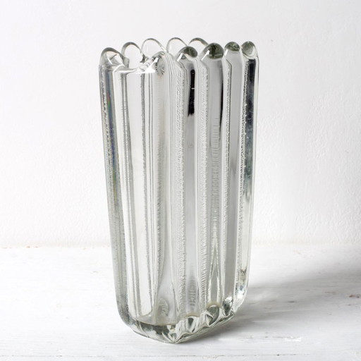 Vintage Seltene Glasvase / Mid-Century Glasvase von František Vizner / Glass Union / Rudolfova Huť / Tschechische Republik / 196