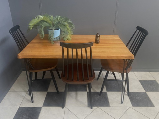 Danish dining table with hairpin legs