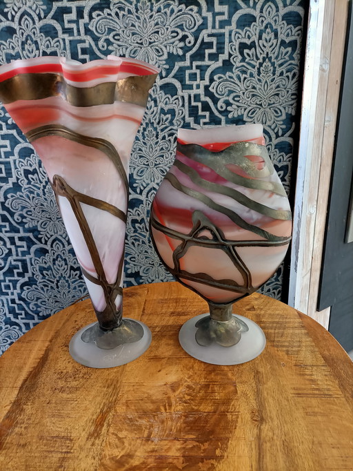 Unique Italian Vase Lamp + Vase - 60s/70s - Handmade Studio Glass