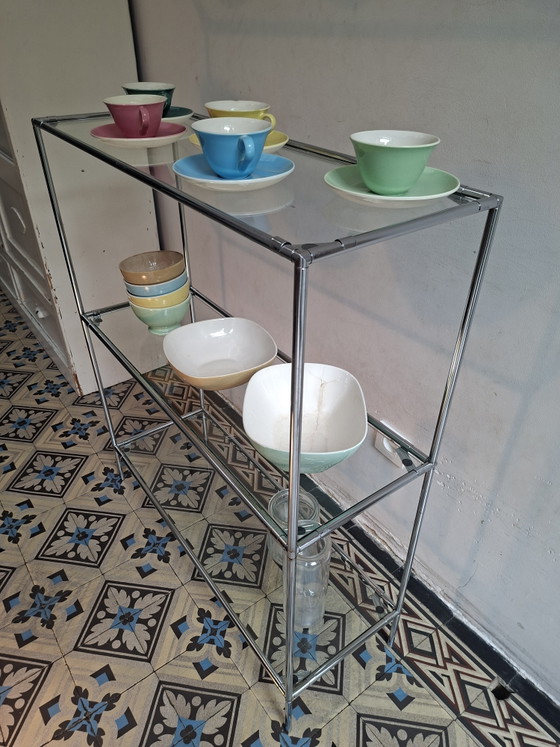 Abstracta Kast, Jaren Zestig Design, Poul Cadovius – Vitrinekasten, Chrome, Glass (photo 4 of 15)