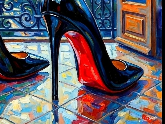 Image 1 of Schilderij op canvas "Louboutin en Parijs" / 60x60cm