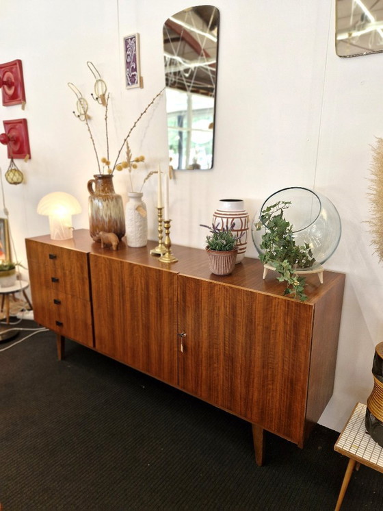 Image 1 of Vintage sideboard teak veneer wooden legs 70s