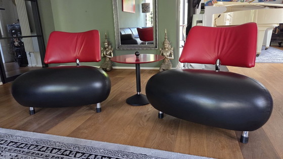 Set Leolux Pallone chairs + matching table – Armchairs, Leather (photo 2 of 5)