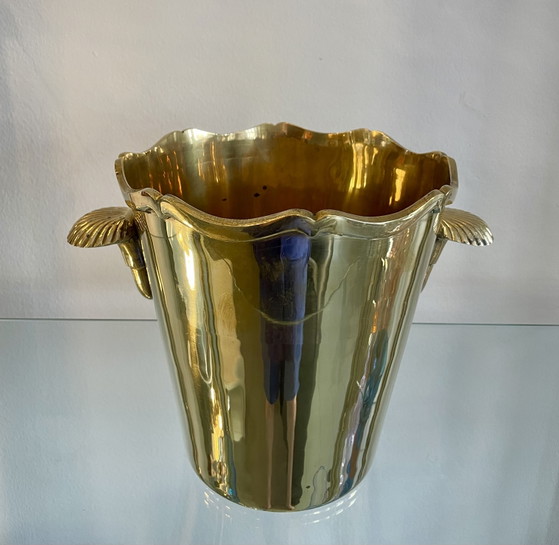 Image 1 of Refroidisseur à champagne/à vin en laiton avec poignées en forme de coquillage
