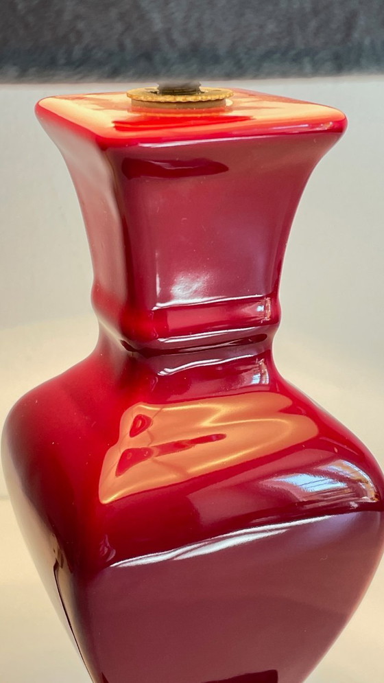 Image 1 of Vintage Ceramic and Velvet Lamp