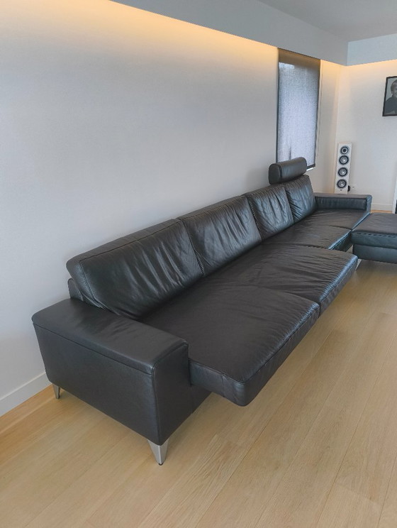 Image 1 of Zwart lederen salon van Ewald Schillig