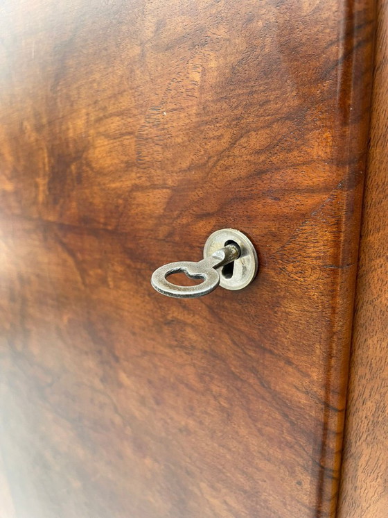 Image 1 of Restored Art Deco Wardrobe with Hanging Rail, Walnut Veneer, Czechoslovakia, 1930s