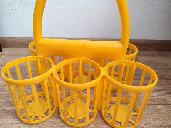 Image 1 of Portabottiglie vintage arancione giallo portabottiglie pladti