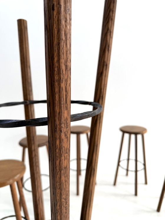8x Brutalist Bar Stool ‘80s – Barstools, Cast Iron, Wood (photo 11 of 14)