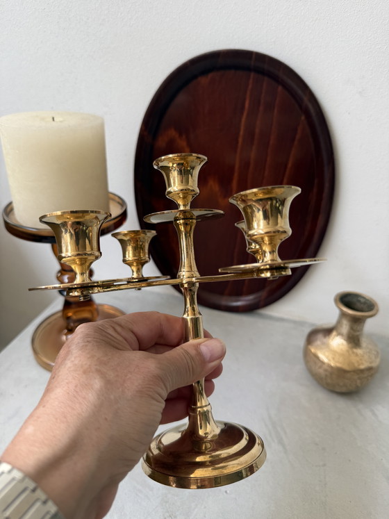 Image 1 of Vintage messing kandelaars set | mid century brass | sfeervol decor