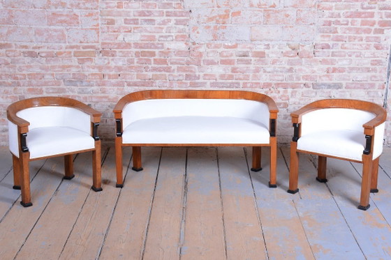 Restored Empire Seating Set, Spruce, Cherry Wood, Polish, Austria, 1850s – Seating area, Textile (photo 17 of 18)