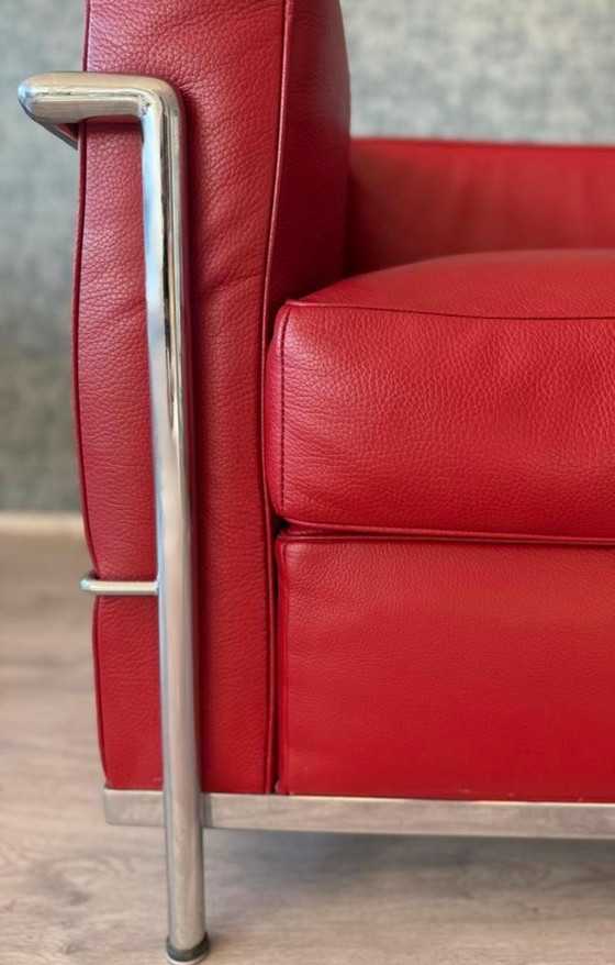 Image 1 of Vintage LC2 Le Corbusier fauteuil in rood leer, Italië, jaren 80