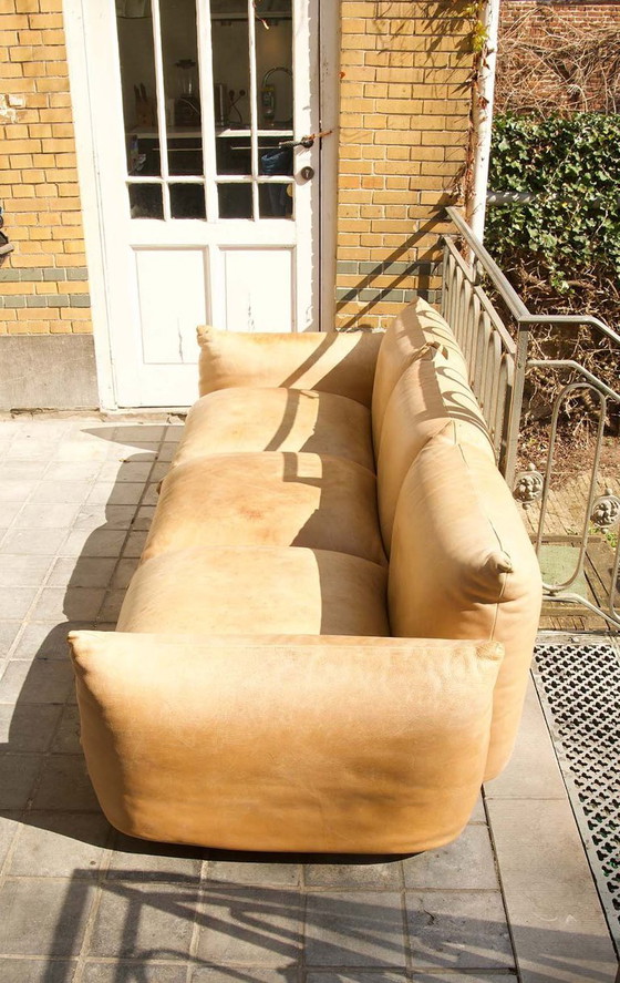Image 1 of Magnificent natural leather three-seater sofa by Mario Marenco for Arflex