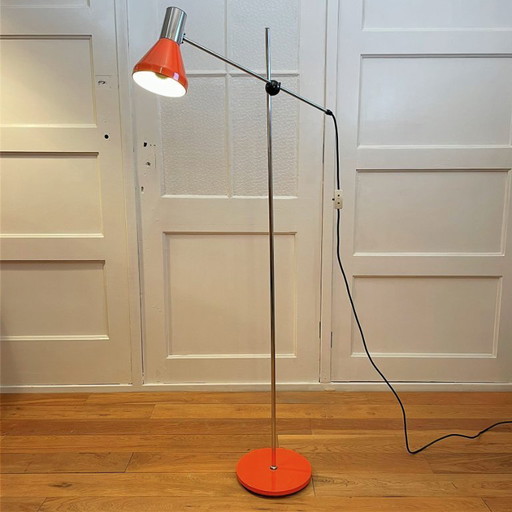 Lampadaire canne à pêche vintage en orange/chrome – Gura Leuchten