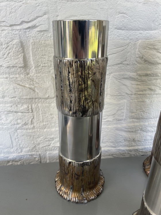 Image 1 of Satz von 3 brutalistischen Metallen aus Duitsland aus den Jahren 60/70