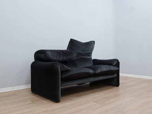 Sofá Maralunga de 2 plazas de terciopelo a rayas Cassina, años 80