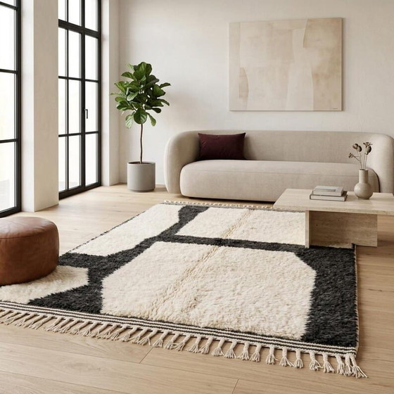 Tapis en laine pure fait main artisanale traditionnelle taille 150/250 cm – Ahrend, Wool (photo 5 of 6)