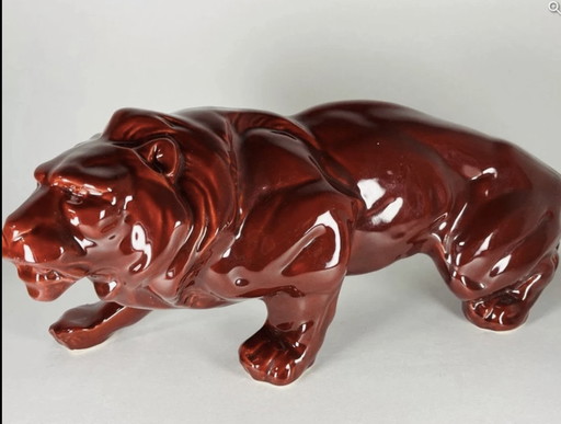 Lioness Sculpture 1930 Art Deco Ceramic