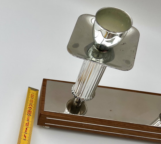 Image 1 of Mid-Century Tisch-Set – Kerzenleuchter, Servierschale & Flaschenhalter