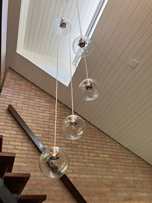 Lampada a sospensione Cluster con 5 punti luce – hanglampen, Glass