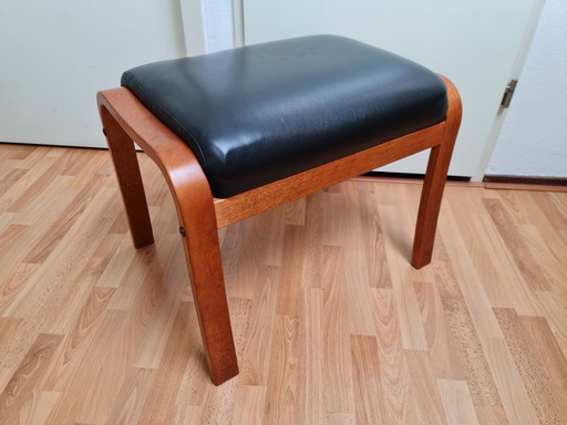 Poggiapiedi / sgabello in pelle nera - bellissimo design danese