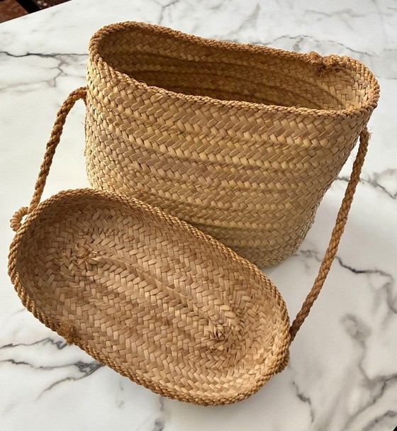 Cesta de pescador, palma trenzada, Marruecos – Fabrication artisanale, Decoración de pared, Wicker (photo 6 of 7)