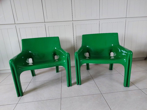 2x groene Vicario stoel, Vico Magistretti voor Artemide