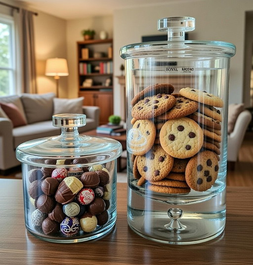 (W022) Ensemble vintage de 2 bocaux de rangement en cristal Krosno Bonny avec couvercle – Pologne