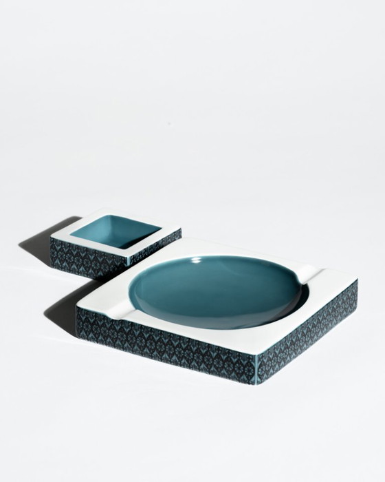 Image 1 of Cendrier et bol Rosenthal Studio-Line, duo en porcelaine géométrique Hans Theo Baumann