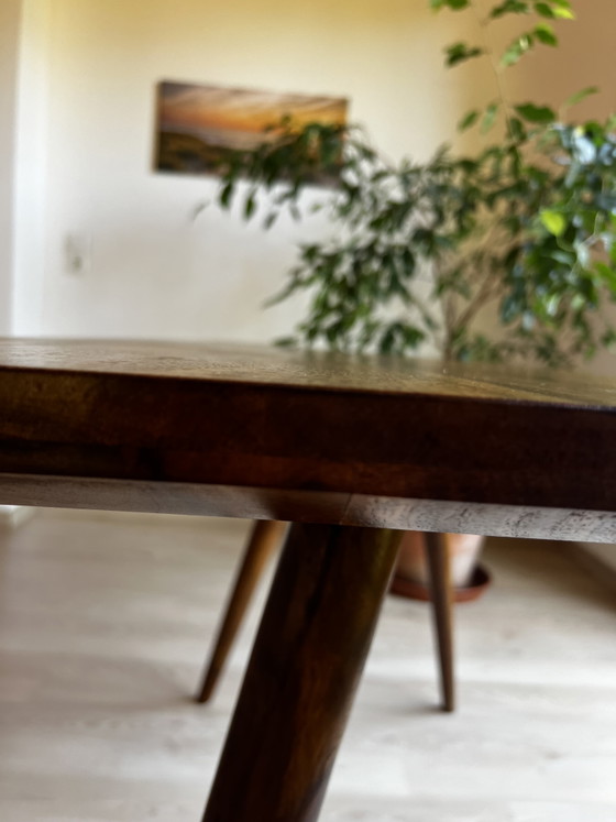 Image 1 of Solid walnut designer table | Strong grain | Freshly oiled