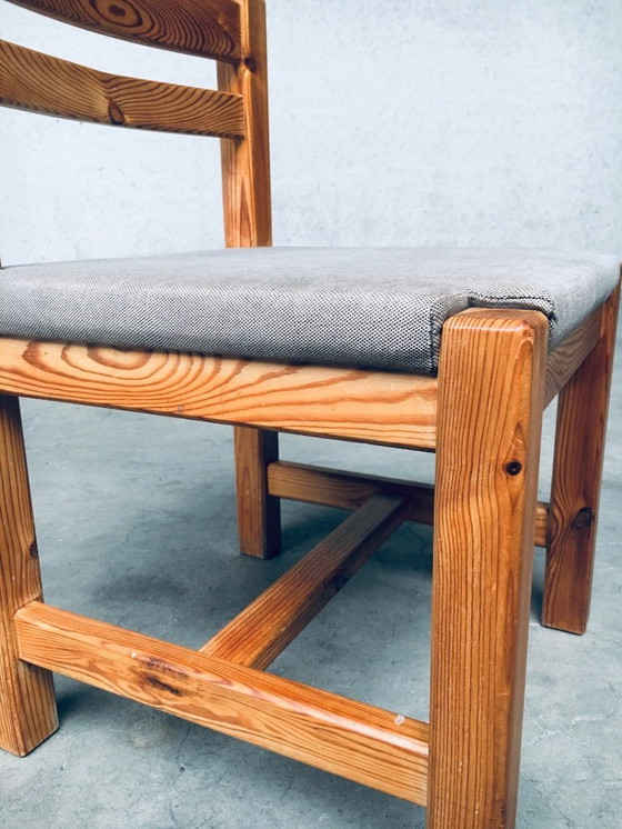 Image 1 of Esszimmerstuhl-Set aus Kiefernholz im Brutalismus-Design, quadratisches Modell, 1970er