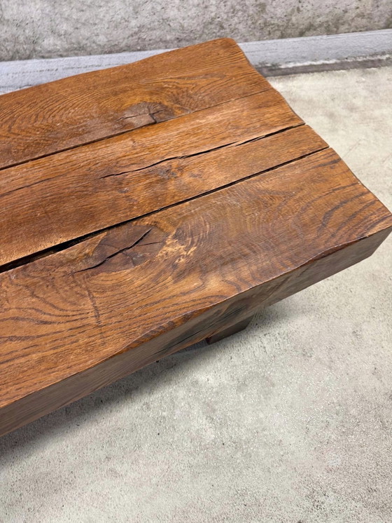 Image 1 of Tavolino da caffè brutalista in rovere massello Wabi-Sabi