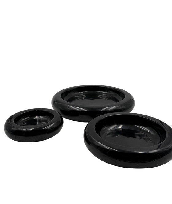 Image 1 of Cendriers empilés en céramique de l'ère spatiale / Vide Poche / Centre de table, Italie, années 1970