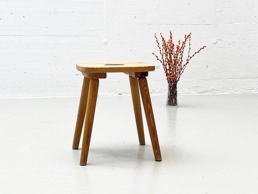 Swiss Wooden Quadripod stool made of pine wood