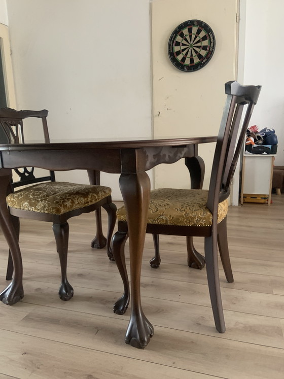 Image 1 of Table à manger classique extensible de style Chippendale (Stijlvorm Meubelen) comprenant 2 chaises