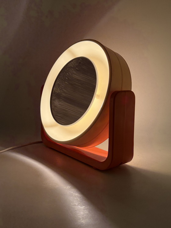 Image 1 of Space Age Orange Illuminated Table Mirror Mod. W93, Allibert, West Germany 1960s