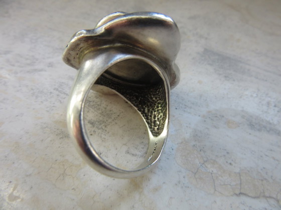 Modernistische Sterling Zilveren Ring gemerkt Italië en 925, grote maat – Decoratieve objecten (photo 11 of 13)