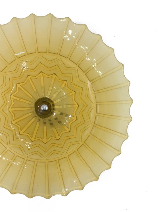1950s Yellow Bohemian Glass Cake Stand, Crockery (photo 4 of 5)