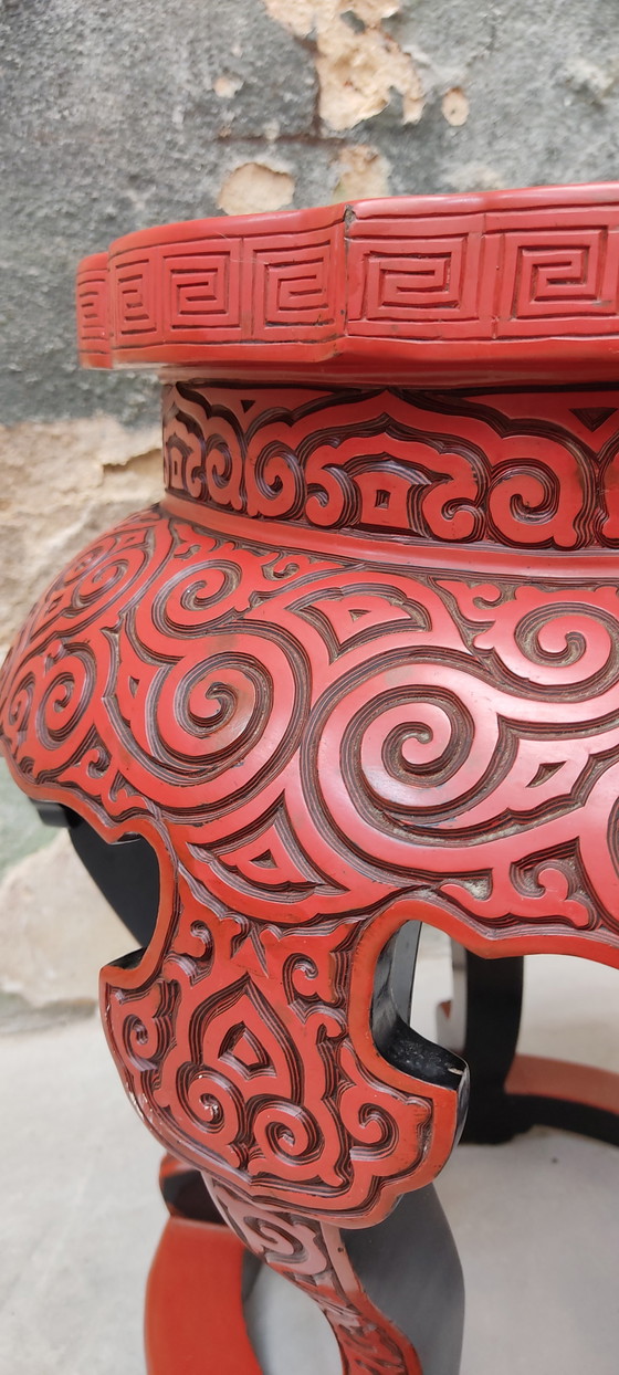 Image 1 of Chinese red cinnabar stool