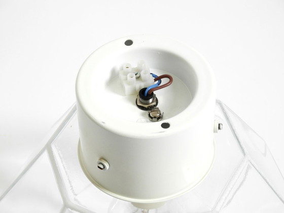 Image 1 of Bellissima lampada da soffitto in vetro Limburg degli anni '70 a forma ottagonale