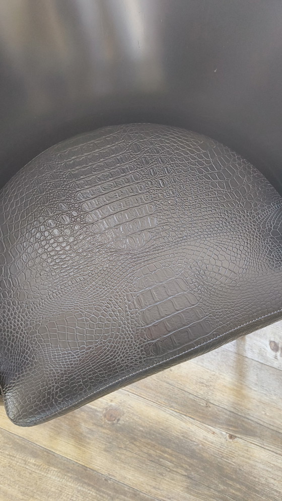 Image 1 of 7x Holzstuhl mit runder Rückenlehne, Lederoptik