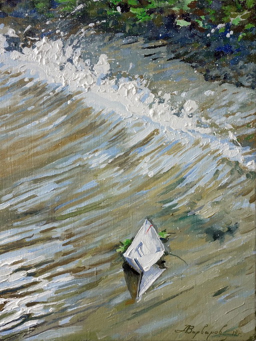 Original Oil Painting Modern Art Symbolism Wave Gravity – schilderijen tekeningen, Canvas